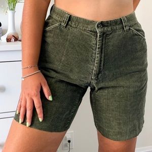 Green Corduroy Bermuda Shorts